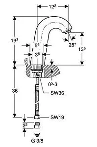 Смеситель для раковины Geberit HyTronic60 хром 115.723.21.1, 2