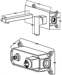 Смеситель для раковины из стены Swedbe Platta чёрный матовый 5501B Смеситель для раковины из стены Swedbe Platta чёрный матовый 5501B, 2