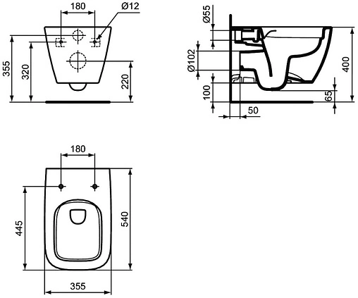 Комплект 5 в 1 Ideal Standard I.Life B RimLS+ IP001401 с кнопкой хром глянцевый Комплект 5 в 1 Ideal Standard I.Life B RimLS+ IP001401 с кнопкой хром глянцевый