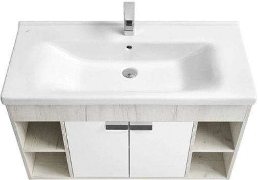 Тумба под умывальник подвесная Aquaton Флай 100 белый/дуб крафт 1A237501FAX10