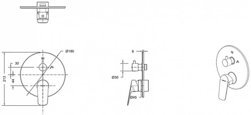 Смеситель для ванны скрытого монтажа Bravat Rhein хром PB8429564CP-2-ENG