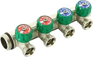 Коллектор регулирующий проходной 4 отвода 1&quot;в/н x ¾&quot;ек Uni-fitt 410N4340, 4