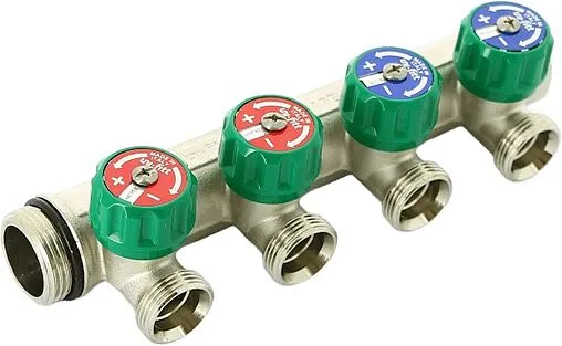 Коллектор регулирующий проходной 4 отвода 1&quot;в/н x ¾&quot;ек Uni-fitt 410N4340