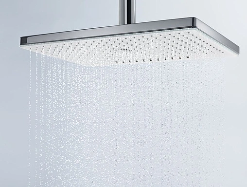 Лейка верхнего душа с потолочным креплением Hansgrohe Rainmaker Select 460 1jet черное стекло/хром 24002600