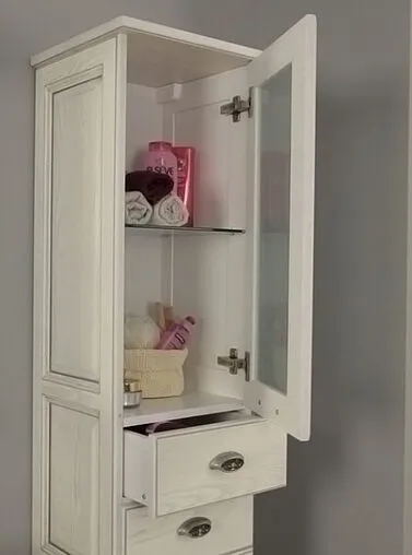 Шкаф-пенал напольный Aquaton Жерона 35 R белое серебро 1A158903GEM2R