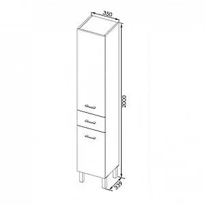 Шкаф-пенал напольный Aquanet Верона 35 R чёрный 00178971 Шкаф-пенал напольный Aquanet Верона 35 R чёрный 00178971, 2
