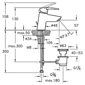Смеситель для раковины VitrA Dynamic S хром A40962EXP Смеситель для раковины VitrA Dynamic S хром A40962EXP, 2