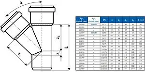 Тройник внутренний D=40x40мм Угол 45° Ostendorf HTEA 111200, 2