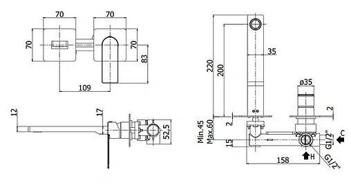 Смеситель для раковины из стены Paffoni Tango хром TA105CR70