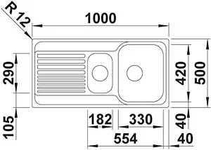 Мойка кухонная Blanco Tipo II 6 S 100 нержавеющая сталь 526620, 2