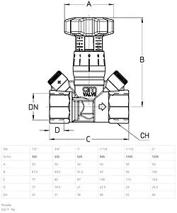 Балансировочный клапан ½"в х ½"в Kvs 1.75 Cimberio CIM 787OT/2NYL 12 Балансировочный клапан ½"в х ½"в Kvs 1.75 Cimberio CIM 787OT/2NYL 12, 5