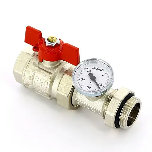 Кран шаровый с американкой и термометром 1"в x 1"н Uni-fitt 118T4000 Кран шаровый с американкой и термометром 1"в x 1"н Uni-fitt 118T4000