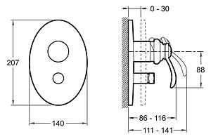 Смеситель для ванны скрытого монтажа Jacob Delafon Fairfax хром E98722-CP Смеситель для ванны скрытого монтажа Jacob Delafon Fairfax хром E98722-CP, 2