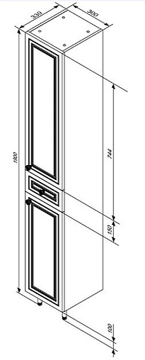 Шкаф-пенал напольный Damixa Palace One белый M41CSR0303WG Шкаф-пенал напольный Damixa Palace One белый M41CSR0303WG