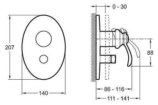 Смеситель для ванны скрытого монтажа Jacob Delafon Fairfax хром E98722-CP