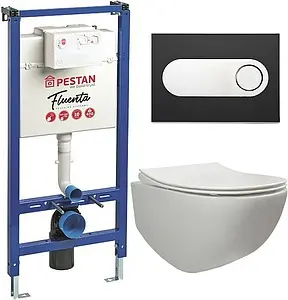 Комплект 6 в 1 Pestan Fluenta Rimless SET40006661OB с кнопкой Onyx кнопки/белый, рамка/черный Комплект 6 в 1 Pestan Fluenta Rimless SET40006661OB с кнопкой Onyx кнопки/белый, рамка/черный, 1