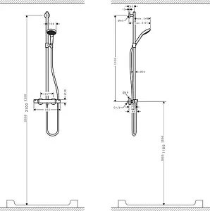 Душевая система с термостатом для душа Hansgrohe Croma Select S 110 3jet Multi SemiPipe хром/белый 27247400 Душевая система с термостатом для душа Hansgrohe Croma Select S 110 3jet Multi SemiPipe хром/белый 27247400, 4