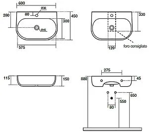 Раковина Kerasan Nolita 60 белый 534101*1 Раковина Kerasan Nolita 60 белый 534101*1, 2