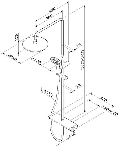 Душевая система с термостатом для душа Am.Pm Spirit 2.0 хром F0770A400