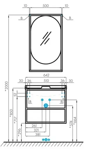 Тумба под умывальник подвесная Aquaton Лофт Фабрик 65 дуб эндгрейн 1A242301LTDU0