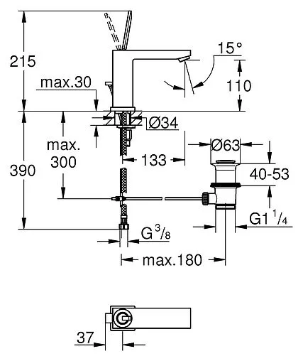 Смеситель для раковины Grohe Eurocube Joy хром 23657000 Смеситель для раковины Grohe Eurocube Joy хром 23657000