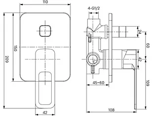 Смеситель для ванны скрытого монтажа IDDIS Slide хром SLISB00i67 Смеситель для ванны скрытого монтажа IDDIS Slide хром SLISB00i67, 2