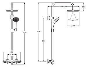 Душевая система с термостатом для душа Jacob Delafon July хром E45716-CP Душевая система с термостатом для душа Jacob Delafon July хром E45716-CP, 2