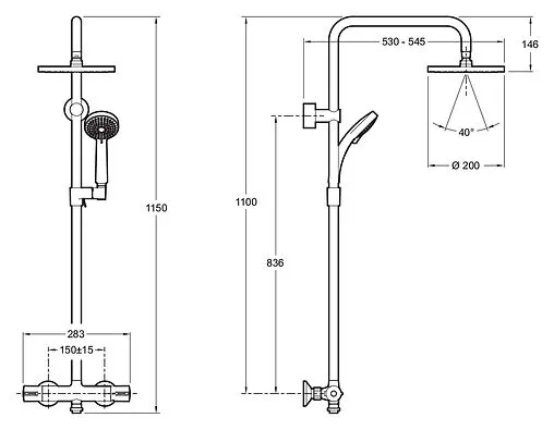 Душевая система с термостатом для душа Jacob Delafon July хром E45716-CP
