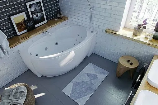 Ванна акриловая с гидромассажем Aquatek Бетта 170x97 R с фронтальной панелью с каркасом (разборный), с гидромассажем (пневмоуправление) + спинной массаж 6 форсунок BET170-0000009