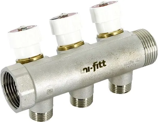 Коллектор регулирующий проходной 3 отвода 1"в/н x ½"н Uni-fitt 405N4230