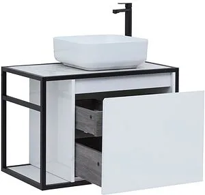 Тумба-умывальник подвесная Aquanet Nova Lite LOFT 75 R белый глянец 00261649+ Тумба-умывальник подвесная Aquanet Nova Lite LOFT 75 R белый глянец 00261649+, 3