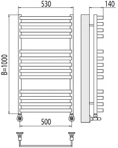 Полотенцесушитель водяной лесенка Terminus Рид П13 500х1000 полированная сталь 4670078513441, 2