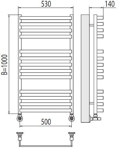 Полотенцесушитель водяной лесенка Terminus Рид П13 500х1000 полированная сталь 4670078513441