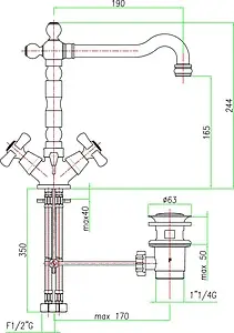 Смеситель для раковины Fiore Margot хром 26CR0625, 2