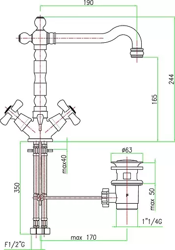 Смеситель для раковины Fiore Margot хром 26CR0625