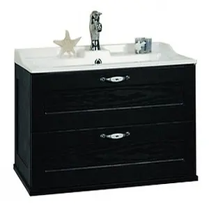 Тумба под умывальник подвесная Aquaton Леон 65 ясень чёрный 1A187001LBPT0, 1