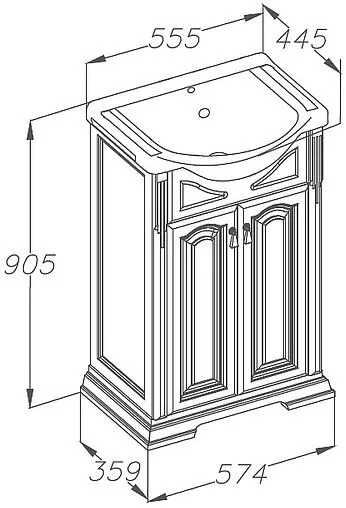 Тумба под умывальник напольный Opadiris Риспекто 55 орех антикварный 00-00005752