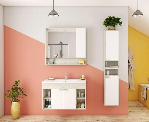 Тумба-умывальник подвесная Aquaton Флай 100 белый/дуб крафт 1A2375K0FAX10