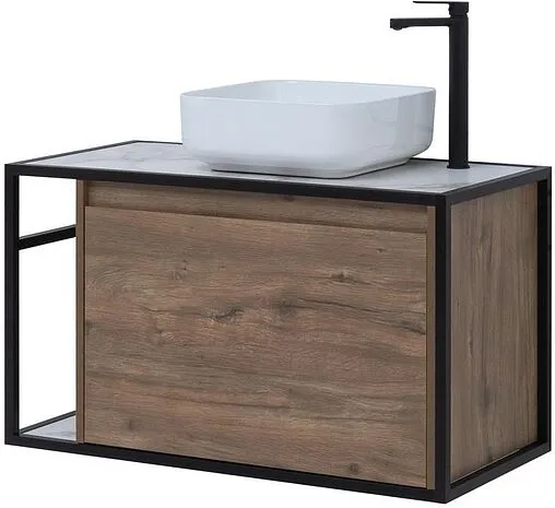 Тумба под умывальник подвесная Aquanet Nova Lite LOFT 90 R дуб рустикальный 00261659