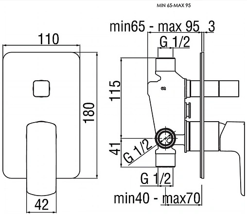 Смеситель для ванны скрытого монтажа Nobili Acquaviva хром VV103100CR