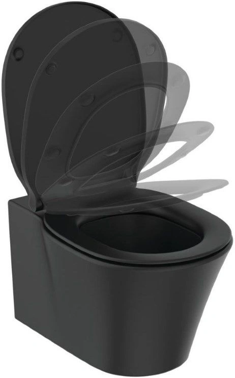 Унитаз подвесной безободковый Ideal Standard Connect Air AquaBlade Silk Black черный матовый E0054V3 Унитаз подвесной безободковый Ideal Standard Connect Air AquaBlade Silk Black черный матовый E0054V3