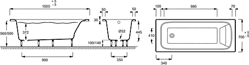 Ванна акриловая Jacob Delafon Elite 150x70 E6D147RU-00
