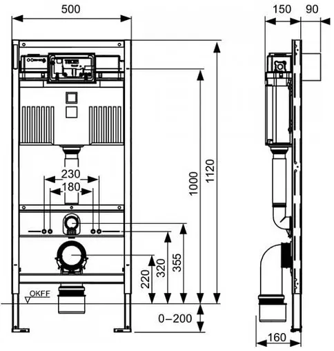 Инсталляция для подвесного унитаза Set 4 в 1 TECEbase 2.0 9400400 с кнопкой белый