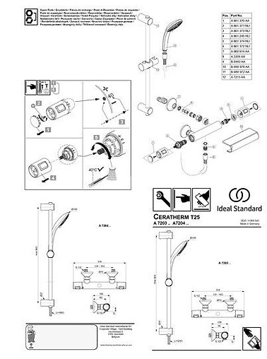Душевая стойка с термостатом Ideal Standard Ceratherm T25 хром A7203AA