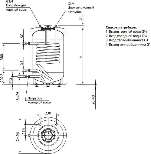 Бойлер комбинированного нагрева Hajdu ID40S E (150 л, 24 кВт) 2112113920