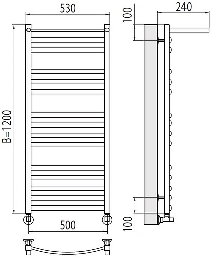Полотенцесушитель водяной лесенка Terminus Енисей с/п П15 500х1200 полированная сталь 4670078529589
