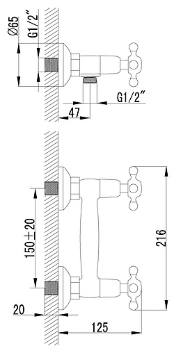 Смеситель для душа Lemark Vintage бронза/белый LM2803B