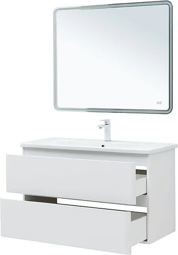 Тумба-умывальник подвесная Aquanet Эмбер 105 белый матовый 00330469+11105-KL