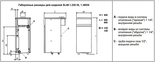 Напольный газовый котел одноконтурный 30кВт Baxi SLIM 1.300iN WSB43130347-