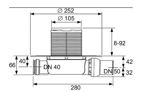 Трап горизонтальный Set TECEdrainpoint S 150x150мм KDP-L50 Трап горизонтальный Set TECEdrainpoint S 150x150мм KDP-L50